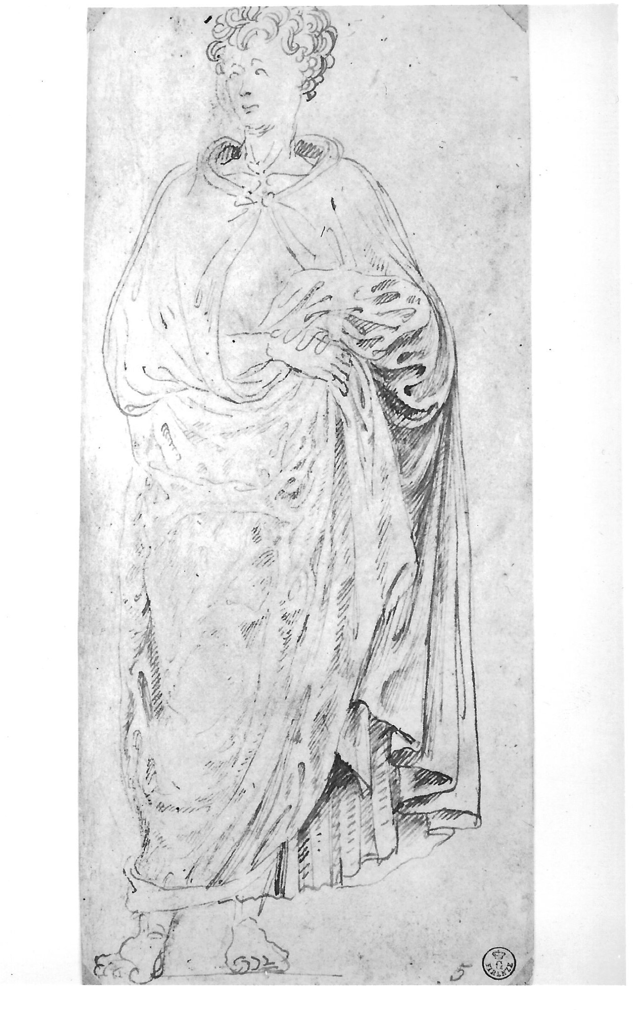 Giovane in piedi (disegno) - ambito bolognese (metà XV)