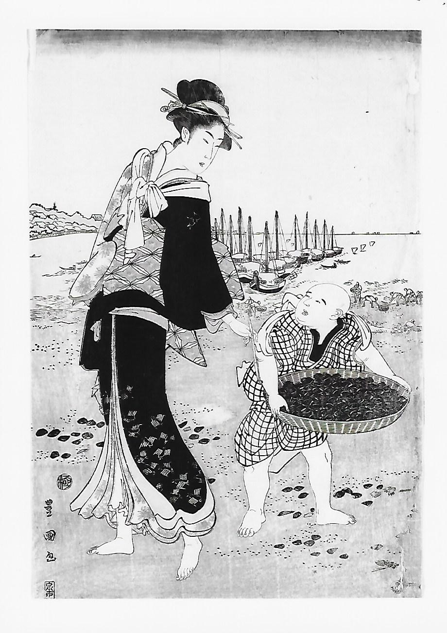 La pesca delle cozze (stampa) di Utagawa Toyokuni (seconda metà XVIII)