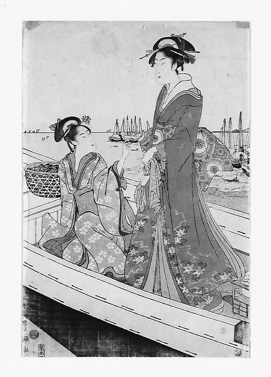 La pesca delle cozze (stampa) di Utagawa Toyokuni (seconda metà XVIII)