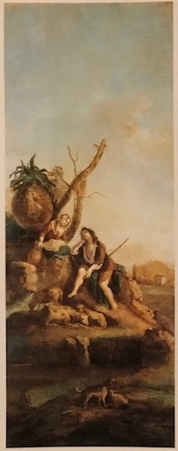 Campagna con pastore e pastorella (dipinto, serie) di Vincenzo Giovannini - ambito Italia centrale (ultimo quarto XIX)