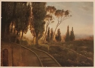 Veduta da Villa Falconieri, Veduta da Villa Falconieri (dipinto, serie) di Edmund Hottenroth - ambito tedesco (seconda metà XIX)
