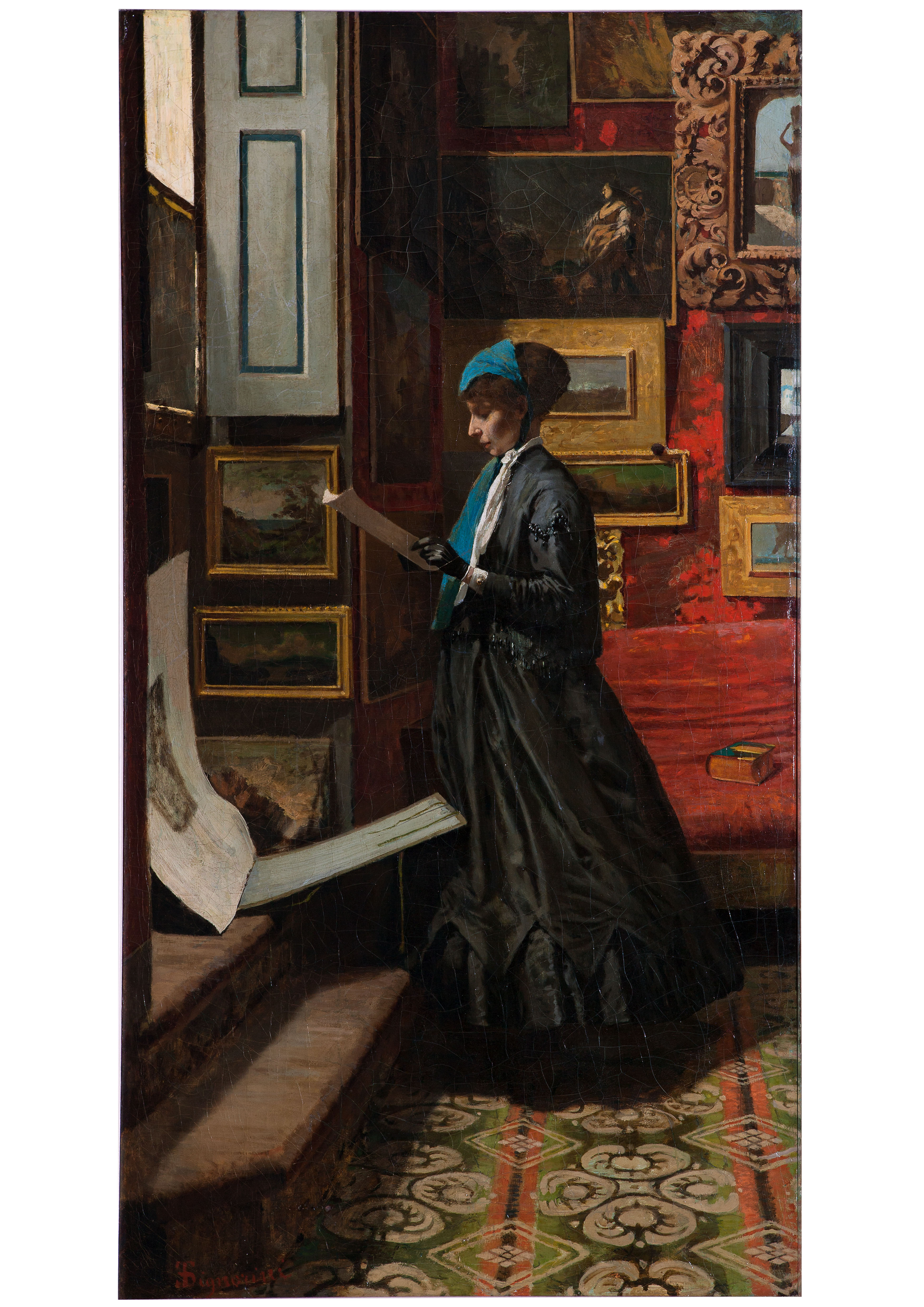 Aspettando, Donna che legge (dipinto) di Signorini Telemaco (attribuito) (XIX)