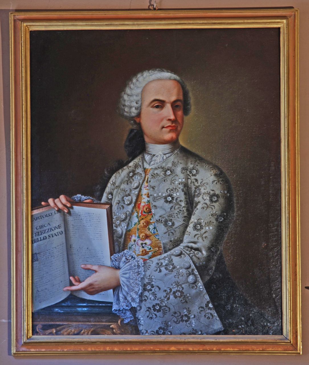 Ritratto di gentiluomo con libro (dipinto, opera isolata) - ambito toscano (XVIII)