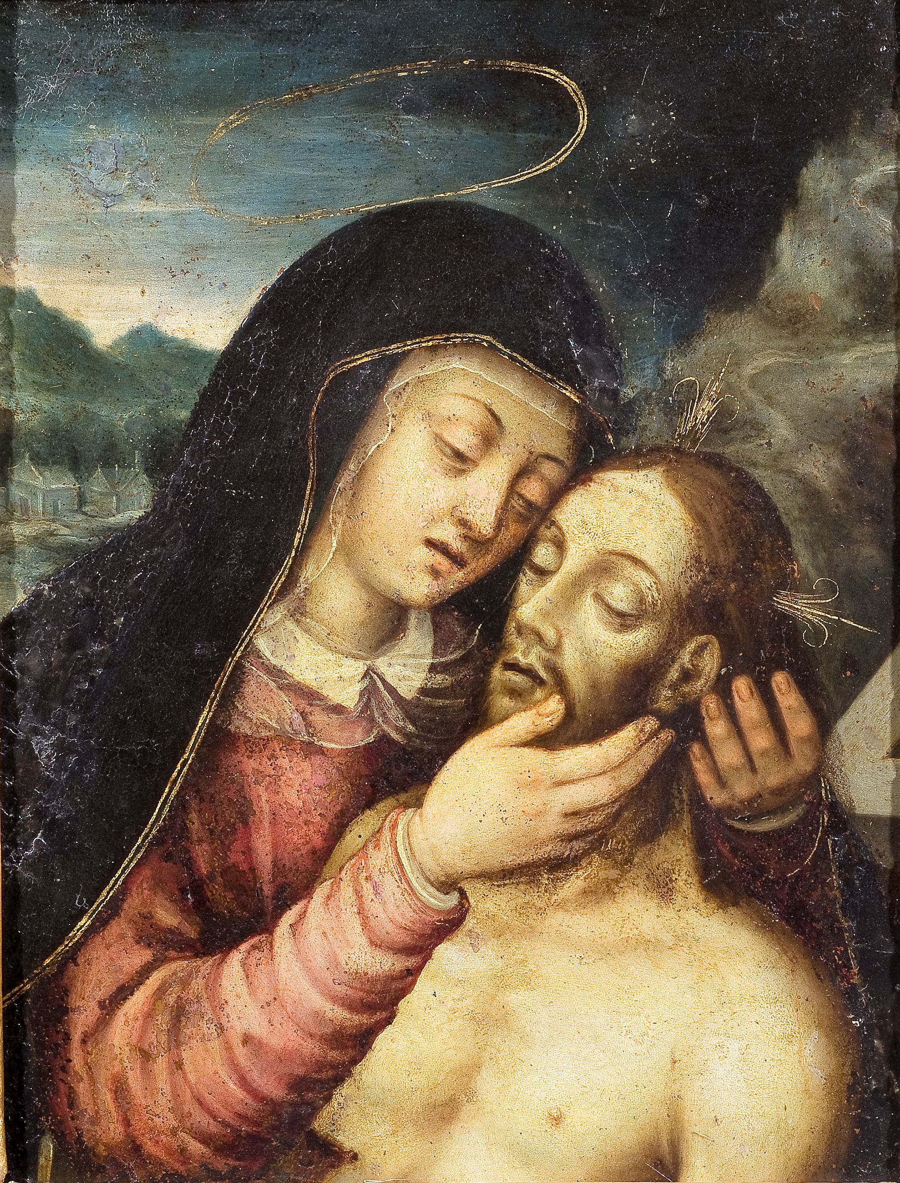 Pietà (dipinto, opera isolata) di Lama Giovan Bernardo (bottega) - ambito napoletano (seconda metà XVI)