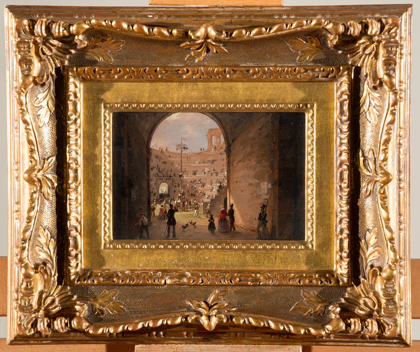Interno dell'Arena di Verona in un giorno di festa popolare, veduta (dipinto, opera isolata) di Canella Carlo (XIX)