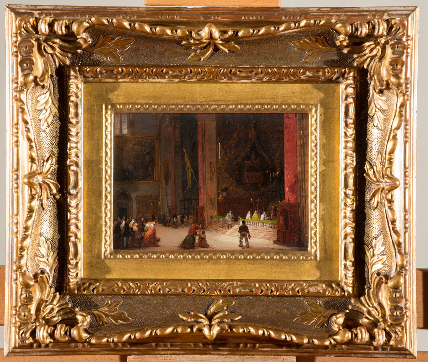 Interno della chiesa di Sant'Anastasia a Verona, veduta (dipinto, opera isolata) di Canella Carlo (XIX)