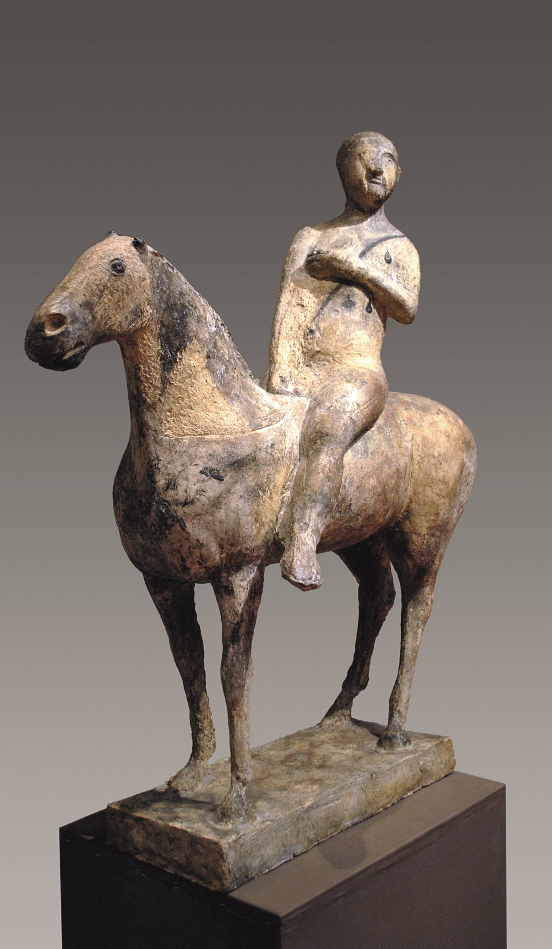 Cavaliere, figura maschile a cavallo (scultura, opera isolata) di Marini Marino (XX)