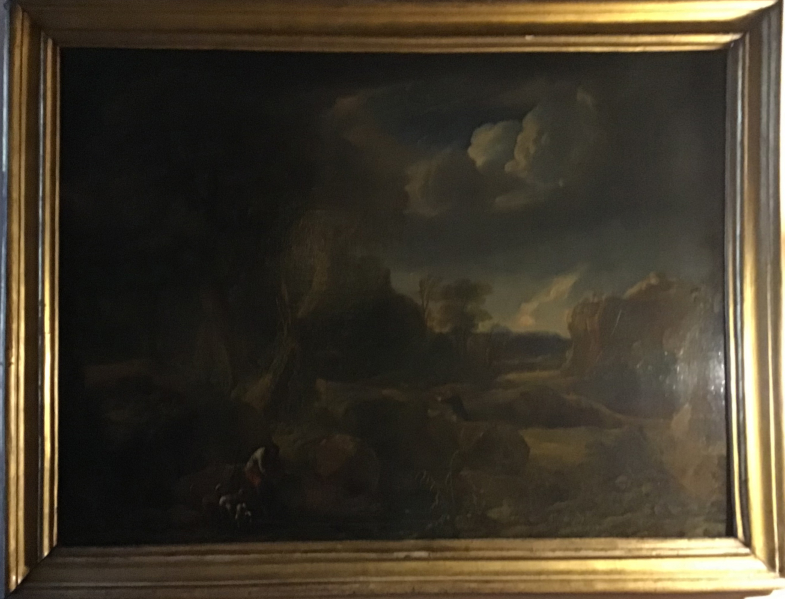 Paesaggio con scena di caccia (dipinto, opera isolata) di Rosa, Salvatore (attribuito) (seconda metà XVII)