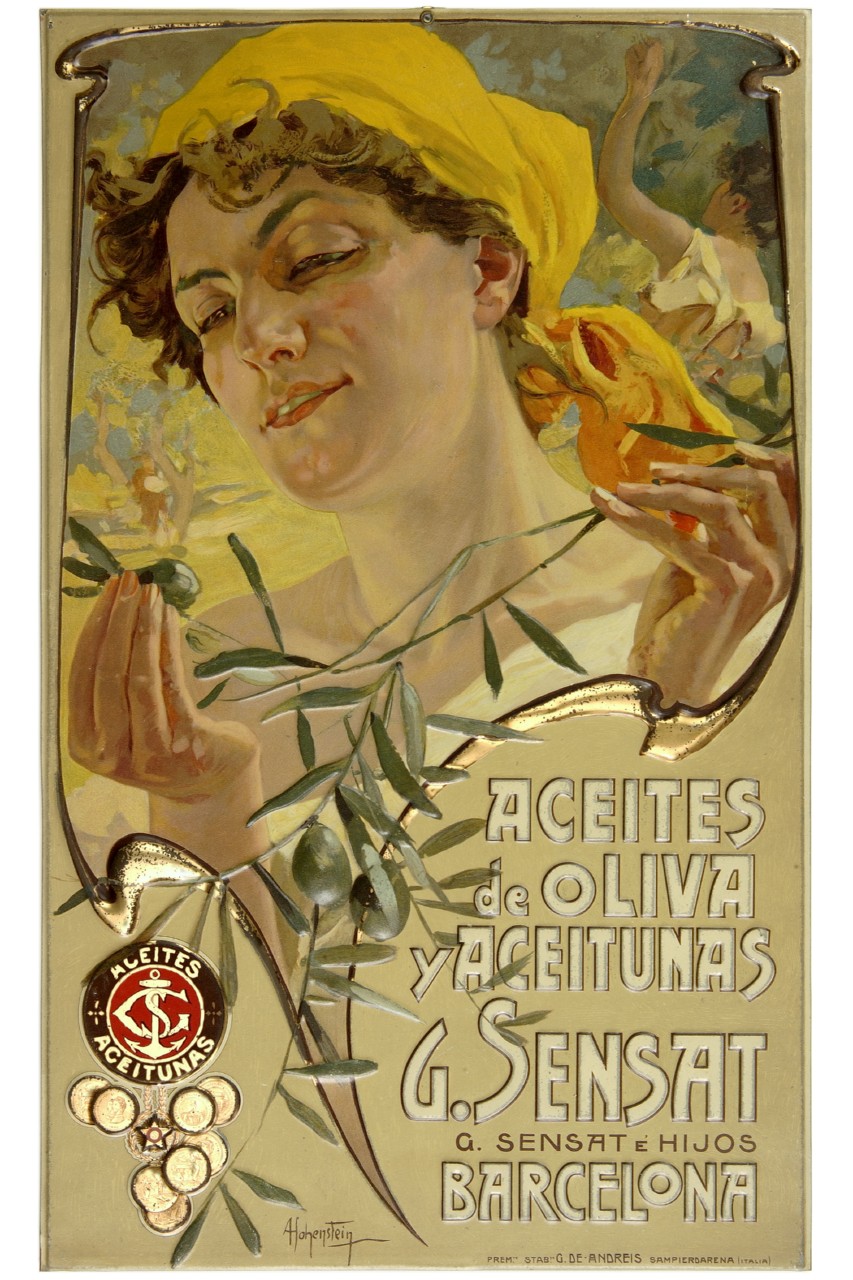 donna sorregge un ramoscello d'olivo (tabella) di Hohenstein Adolf (fine/ inizio XIX/ XX)