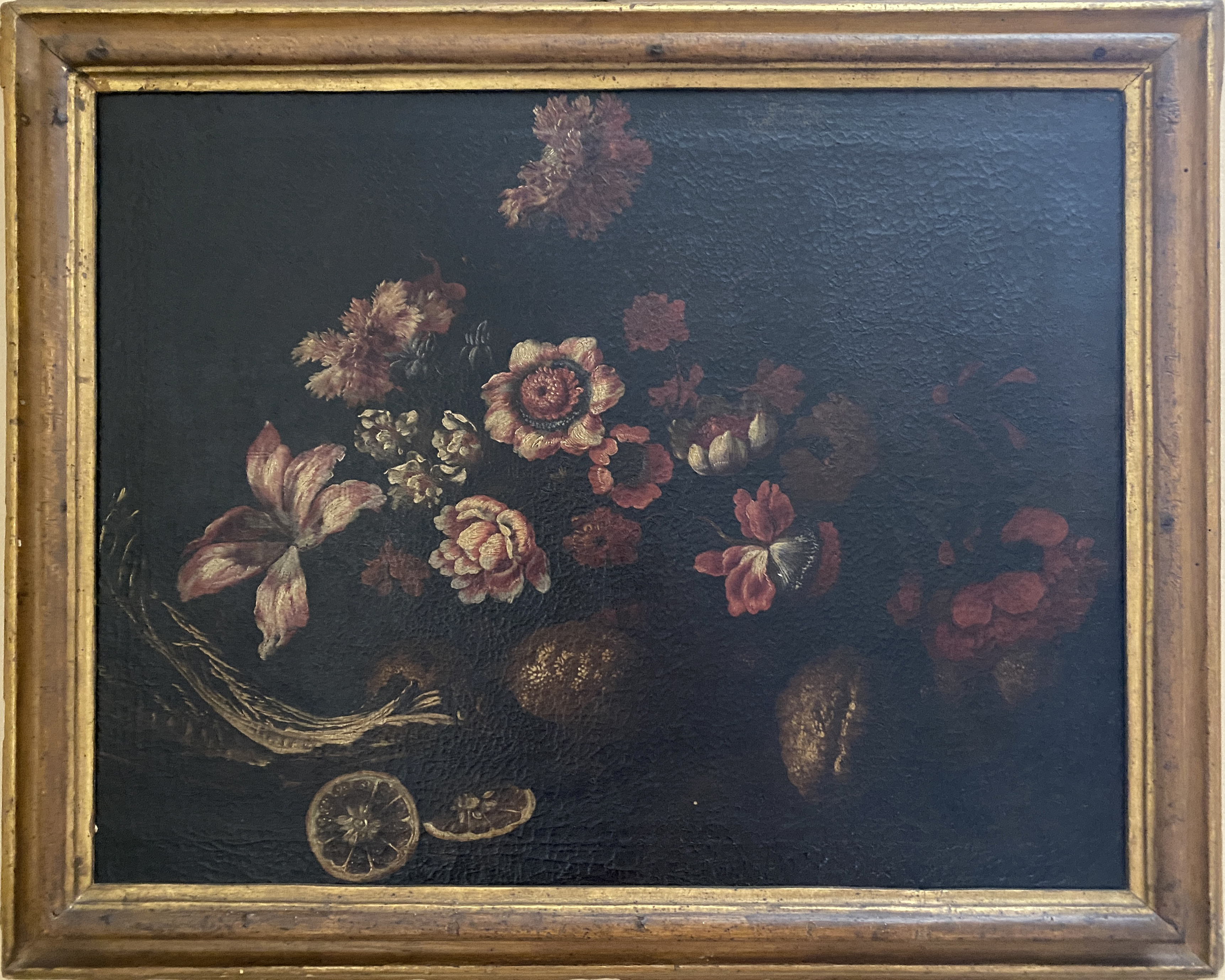 Natura morta con fiori, frutta e verdura (dipinto, opera isolata) - ambito genovese (prima metà sec. XVIII)