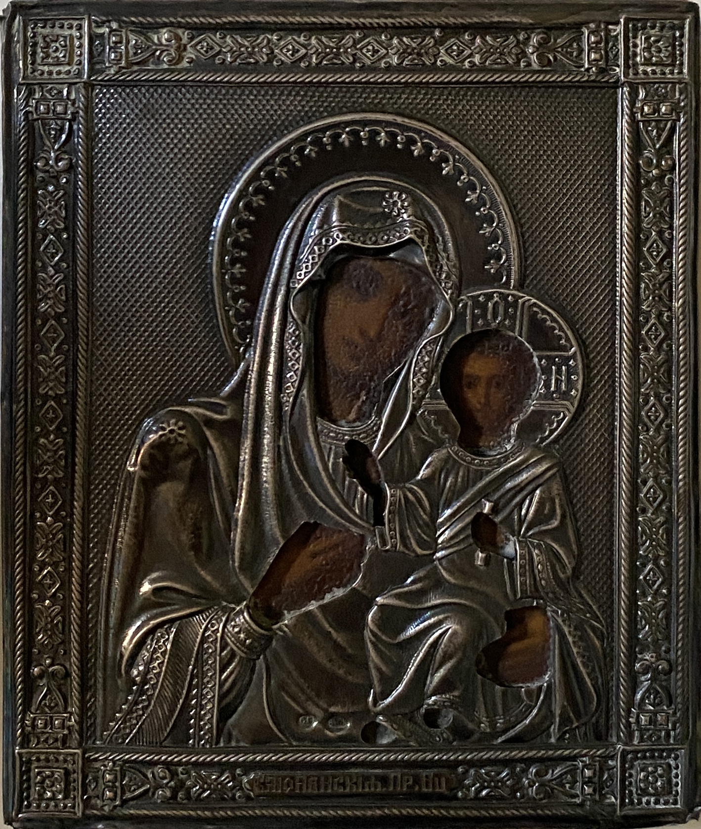 Madonna con Bambino (icona, opera isolata) - bottega russa (sec. XIX)