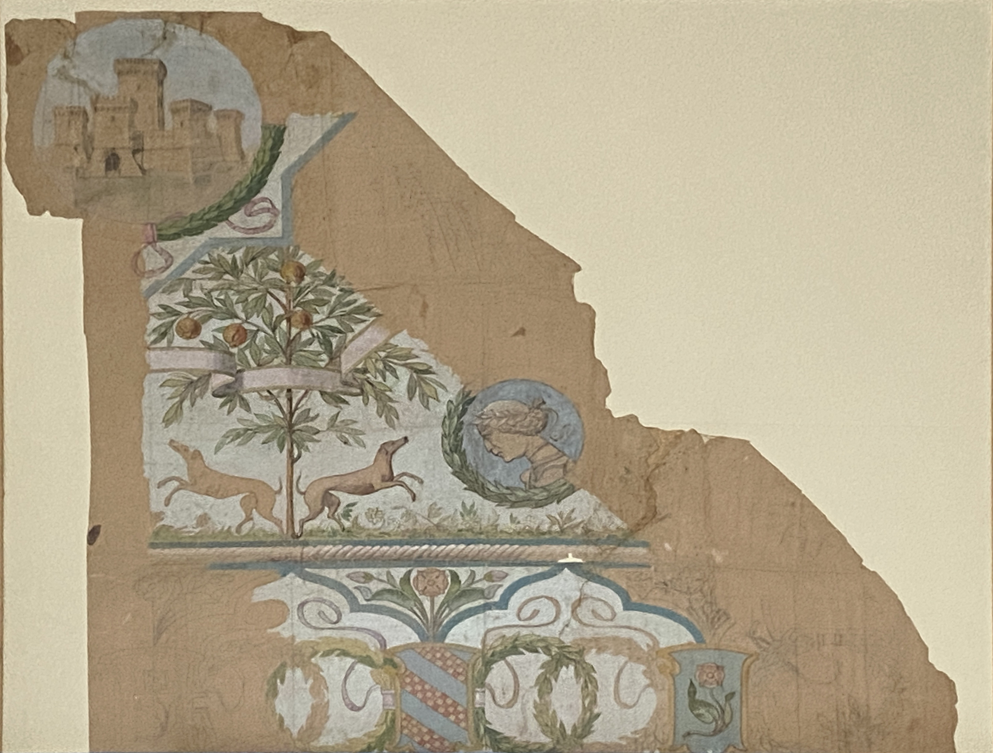 Coperta malatestiana (cartamodello, frammento) di Bianchi Alberto (fine sec. XIX)