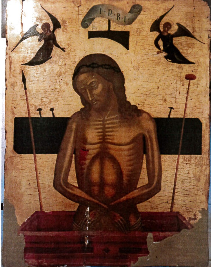 Cristo crocifisso dolente (dipinto) di Andreas Pavias (maniera) (primo quarto sec. XV)
