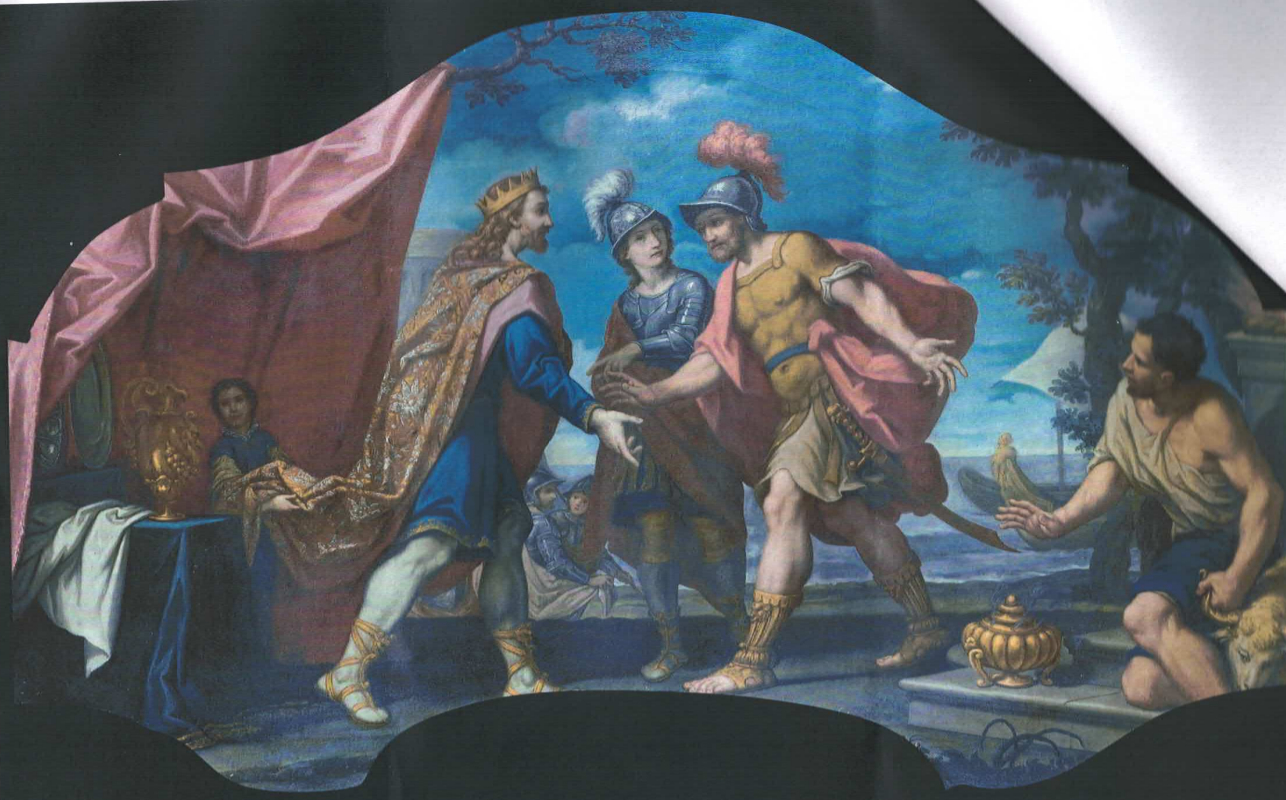 Enea che incontra il Re Latino (?), Enea che incontra il Re Latino (?) (dipinto, coppia) di Antonio Rossi - ambito bolognese-emiliano (metà XVIII)
