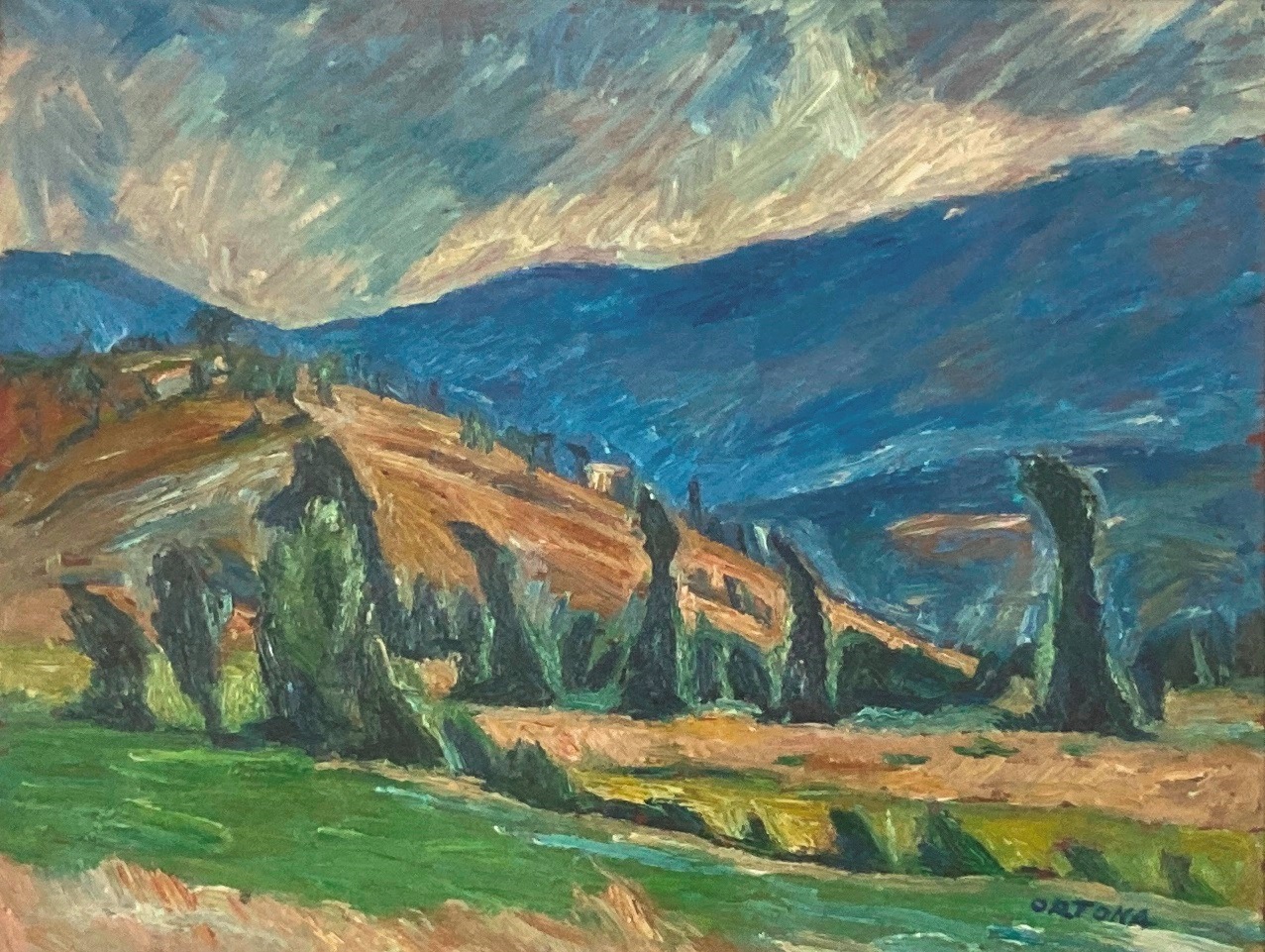 Paesaggio, Paesaggio (dipinto, opera isolata) di Ortona Ugo (metà XX)