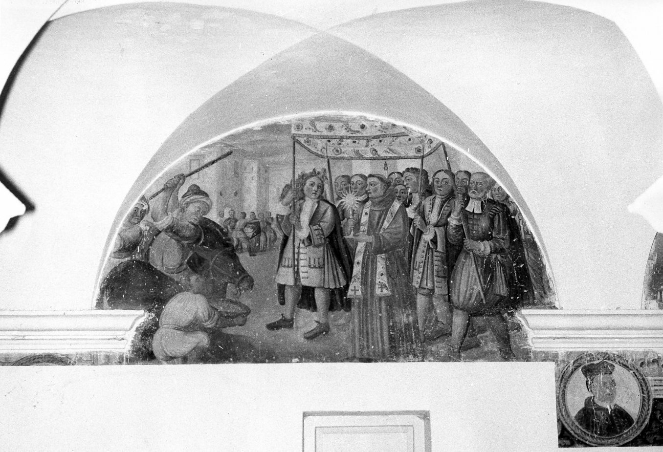 Sant'Antonio fa genuflettere la mula davanti al Sacramento (dipinto, complesso decorativo) - ambito molisano (sec. XVIII)