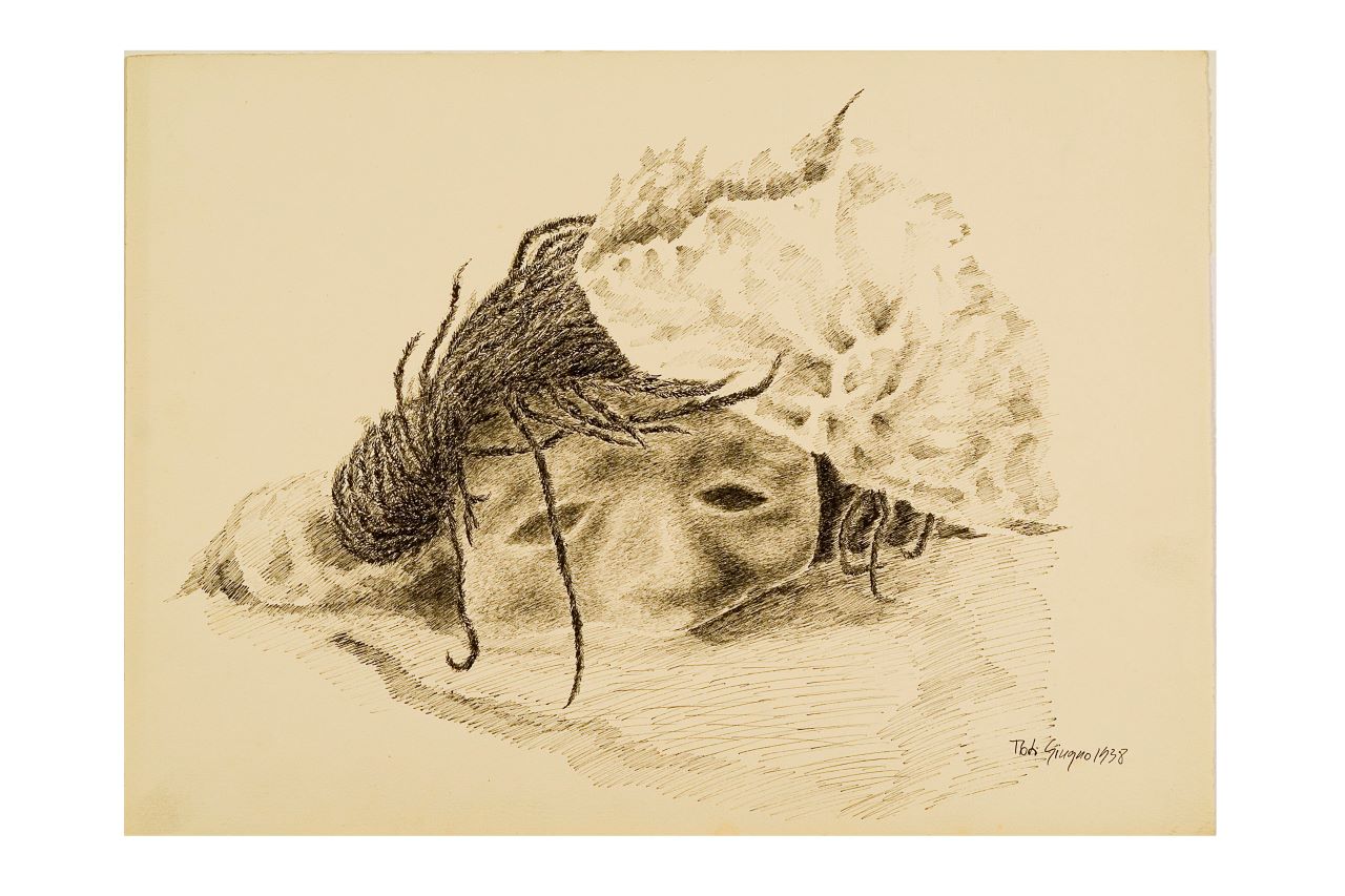 Senza titolo, natura morta con maschera (disegno, opera isolata) di Scialoja Toti (secondo quarto XX)