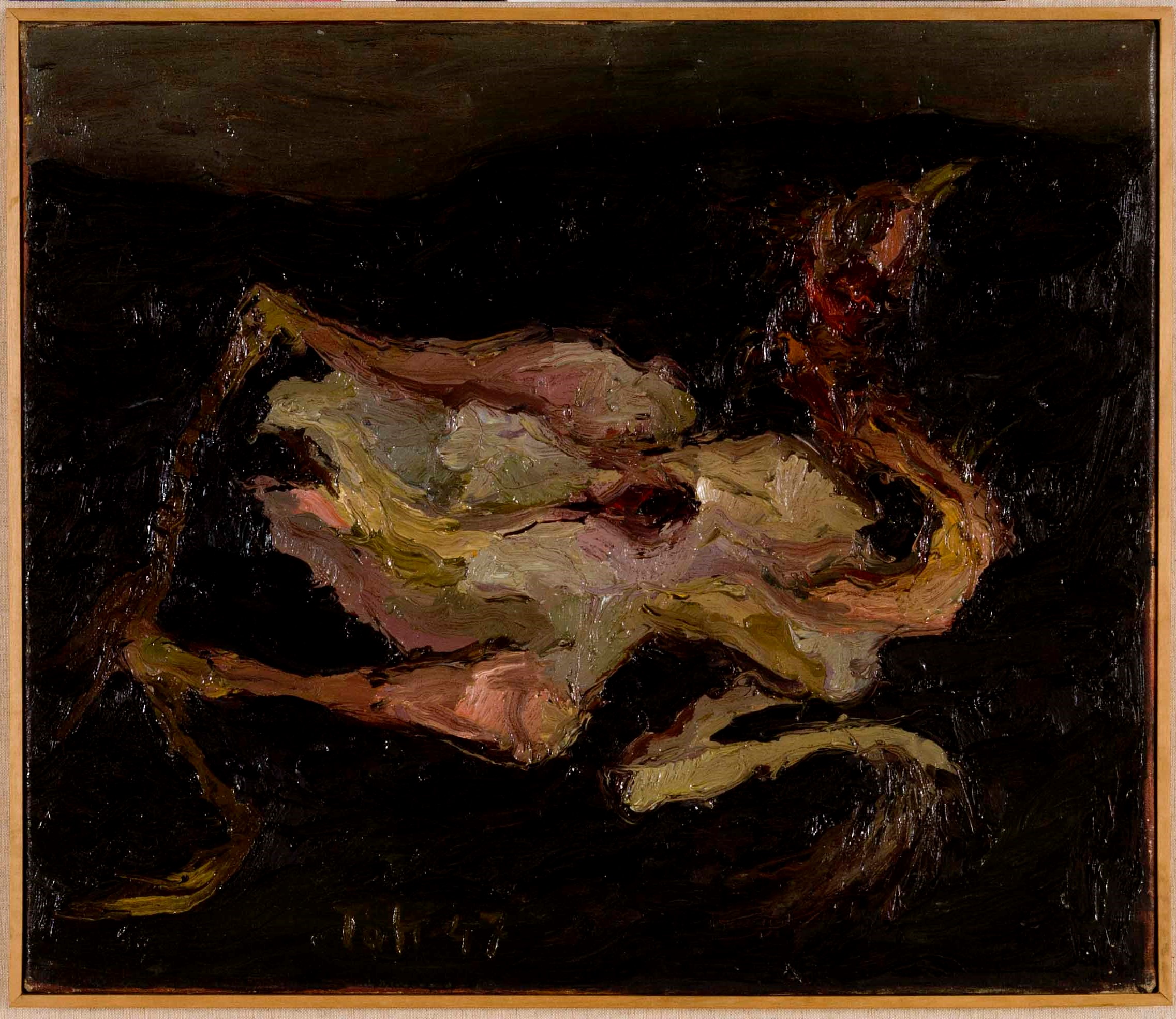 Pollo spennato, natura morta (dipinto, opera isolata) di Scialoja Toti - ambito italiano (secondo quarto XX)