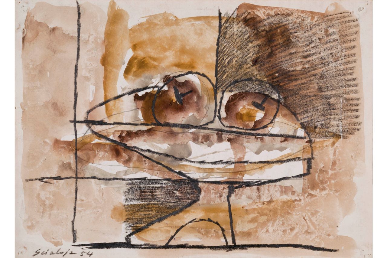 Senza titolo, composizione astratta (disegno, opera isolata) di Scialoja Toti (metà XX)