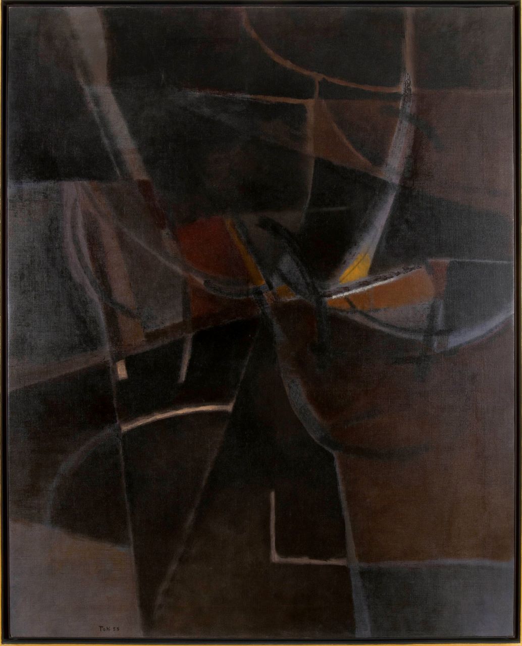 La caccia n.3, composizione astratta (dipinto, opera isolata) di Scialoja Toti - ambito italiano (metà XX)