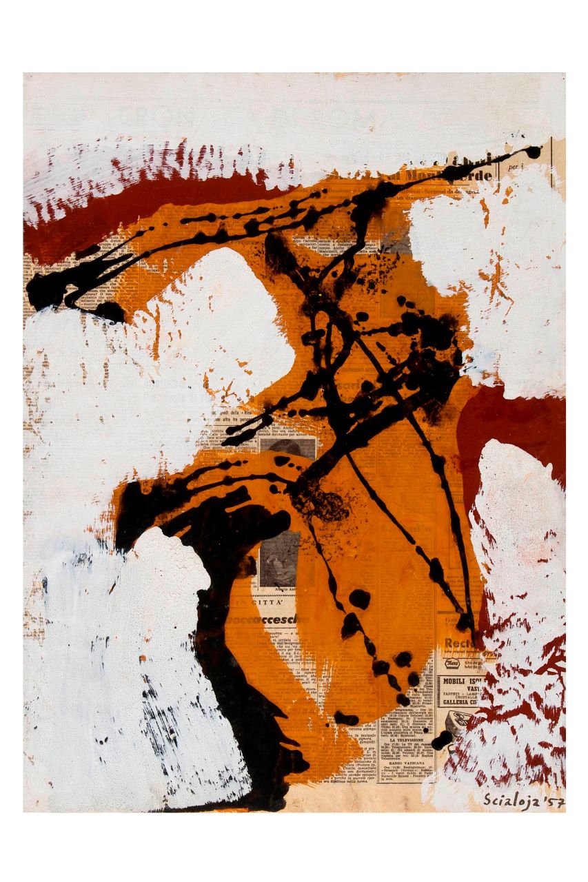 Senza titolo, composizione astratta (dipinto, opera isolata) di Scialoja Toti - ambito italiano (metà XX)