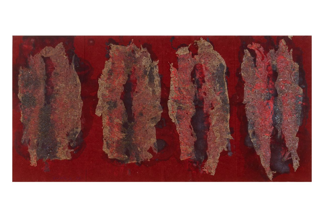 Senza titolo, composizione astratta (collage) di Scialoja Toti (Sec. XX)