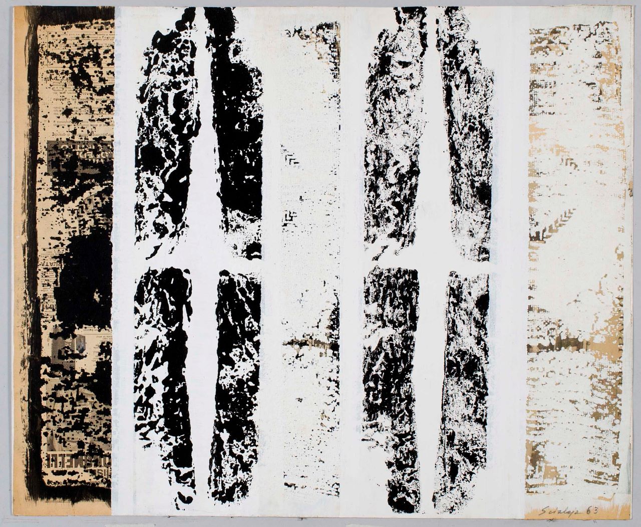 Senza titolo, composizione astratta (collage) di Scialoja Toti (Sec. XX)