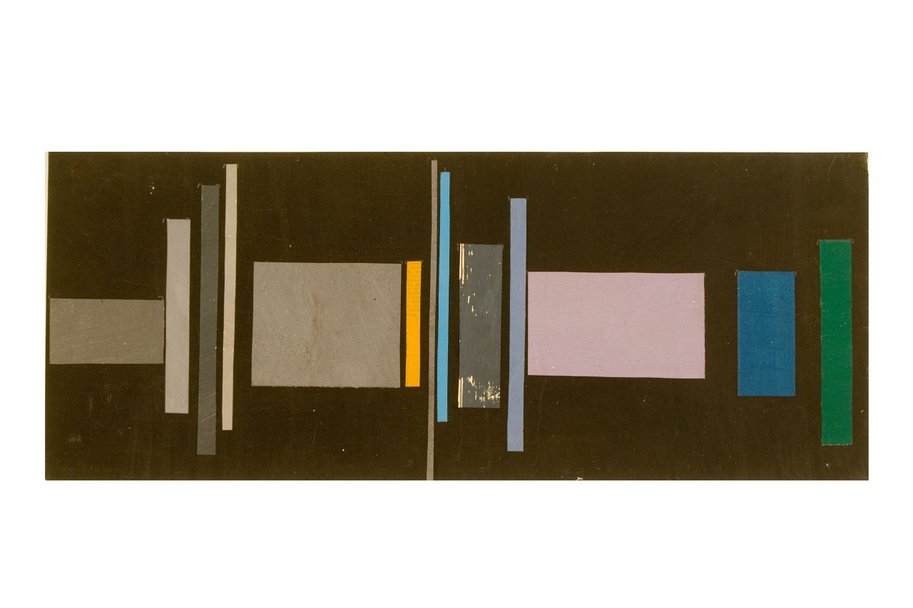 Senza titolo, composizione geometrica (collage) di Scialoja Toti (Sec. XX)