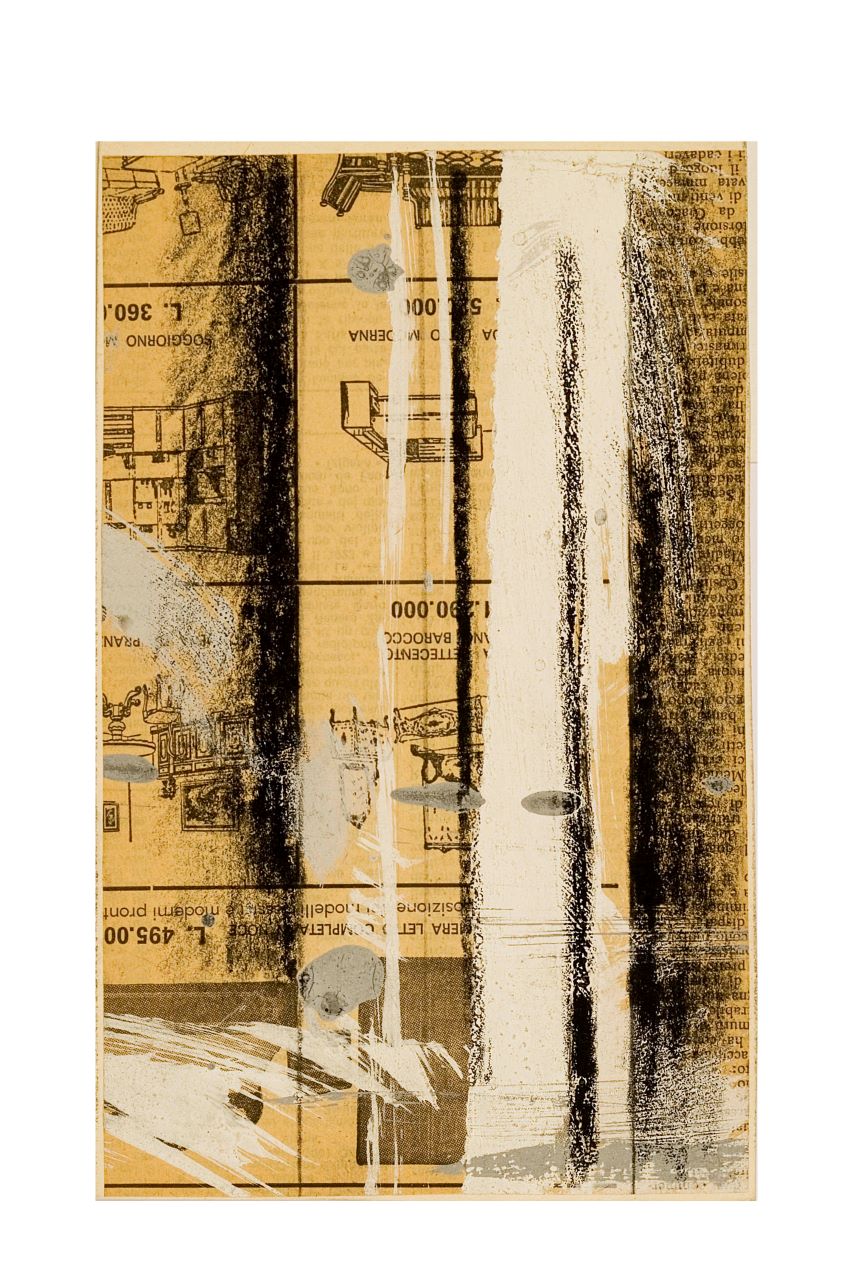 Senza titolo, composizione astratta (collage) di Scialoja Toti (Sec. XX)