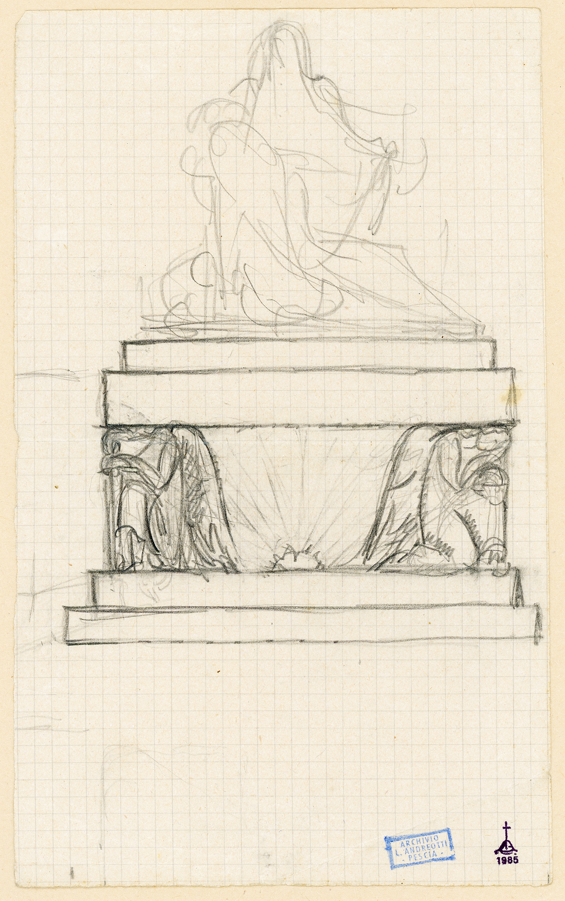 Studio per l'altare della cappella votiva alla Madre Italiana (disegno preparatorio) di Andreotti Libero (XX)