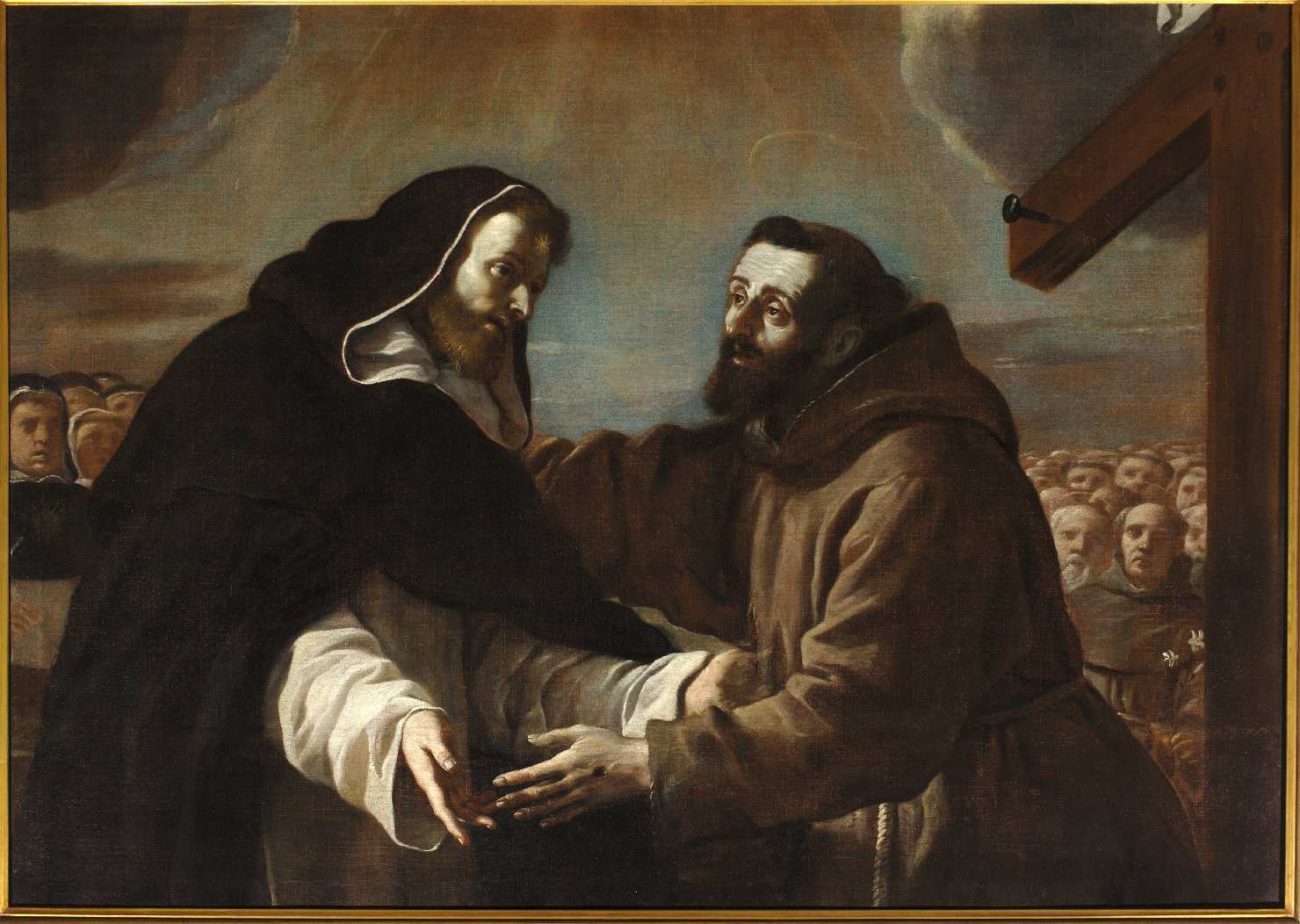 Incontro tra san Francesco e san Domenico (dipinto, elemento d'insieme) di Preti Mattia (e aiuti) (sec. XVII)