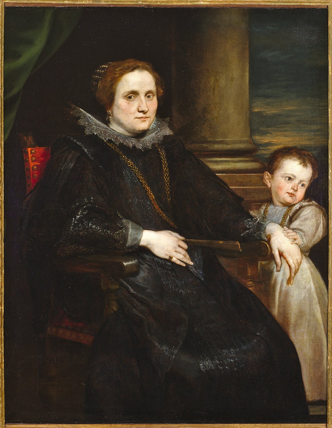 Ritratto di gentildonna genovese con bambino (dipinto) di Van Dyck Antoon (sec. XVII)