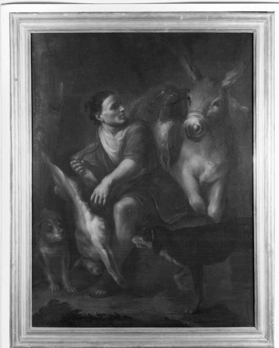 contadina che scuoia una lepre (dipinto) di Resani Arcangelo (attribuito), Cignani Carlo (scuola) (prima metà sec. XVIII)