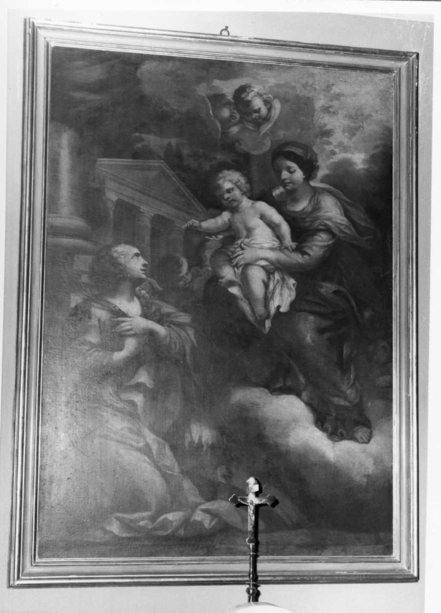 Madonna con Bambino su nubi con Santa Caterina d'Alessandria (dipinto) - ambito romano (?) (metà sec. XVII)