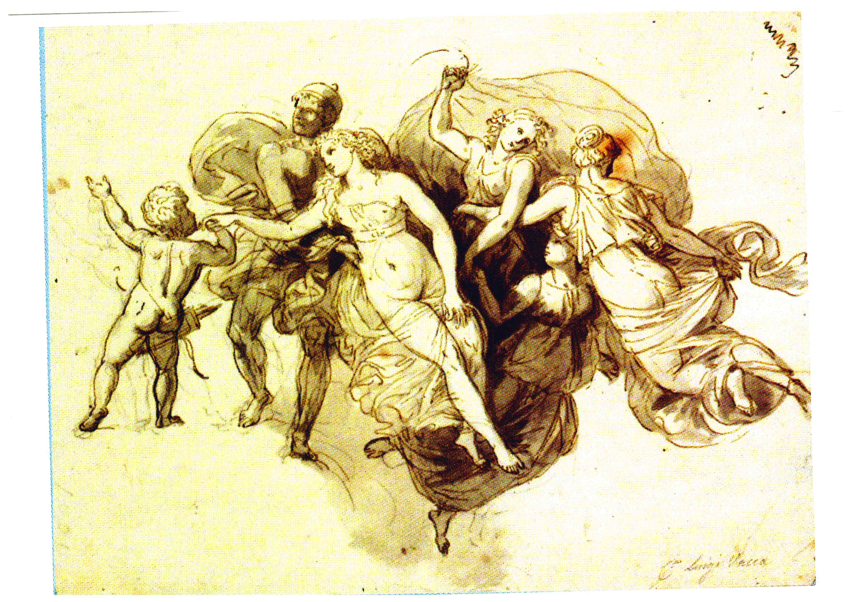 Marte, Venere, Cupido e le Tre Grazie (disegno, serie) di Vacca, Luigi (primo quarto XIX)