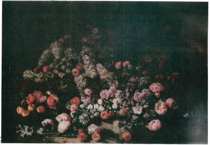 Natura morta con frutta, fiori e bassorilievo (dipinto, coppia) di Porpora, Paolo (attribuito) (XVII)