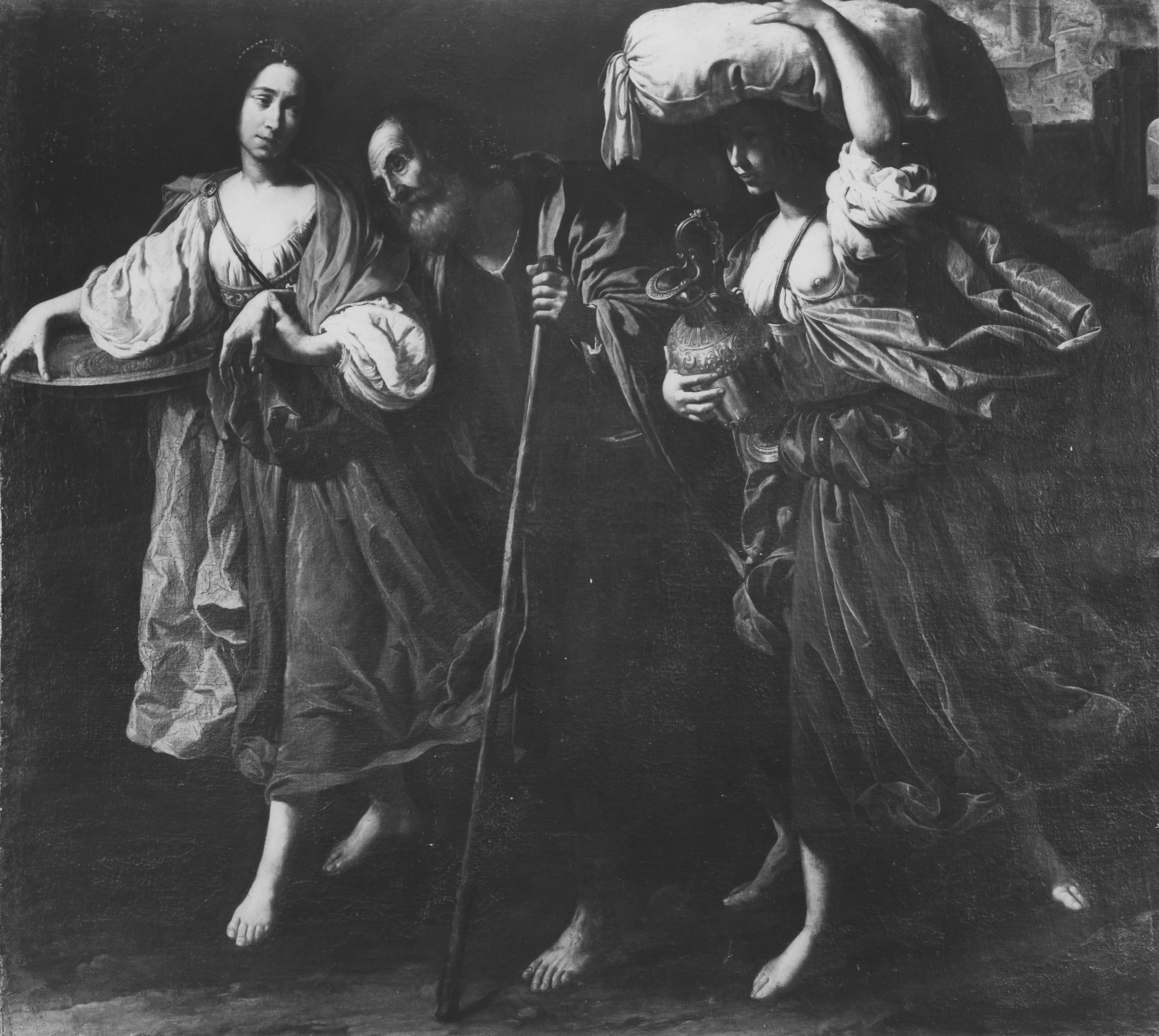 Loth e le figlie in fuga da Sodoma (dipinto, opera isolata) di Rutilio Manetti (attribuito) (secondo quarto XVII)