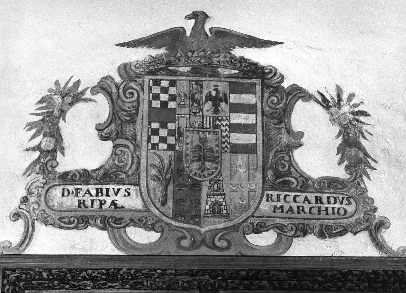 stemma di Fabio Riccardo, duca di Ripalimosani (decorazione pittorica, pendant) - bottega Italia meridionale (sec. XVII)