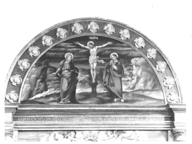 crocifissione di Cristo (lunetta) - ambito Italia meridionale (secondo quarto sec. XVI)
