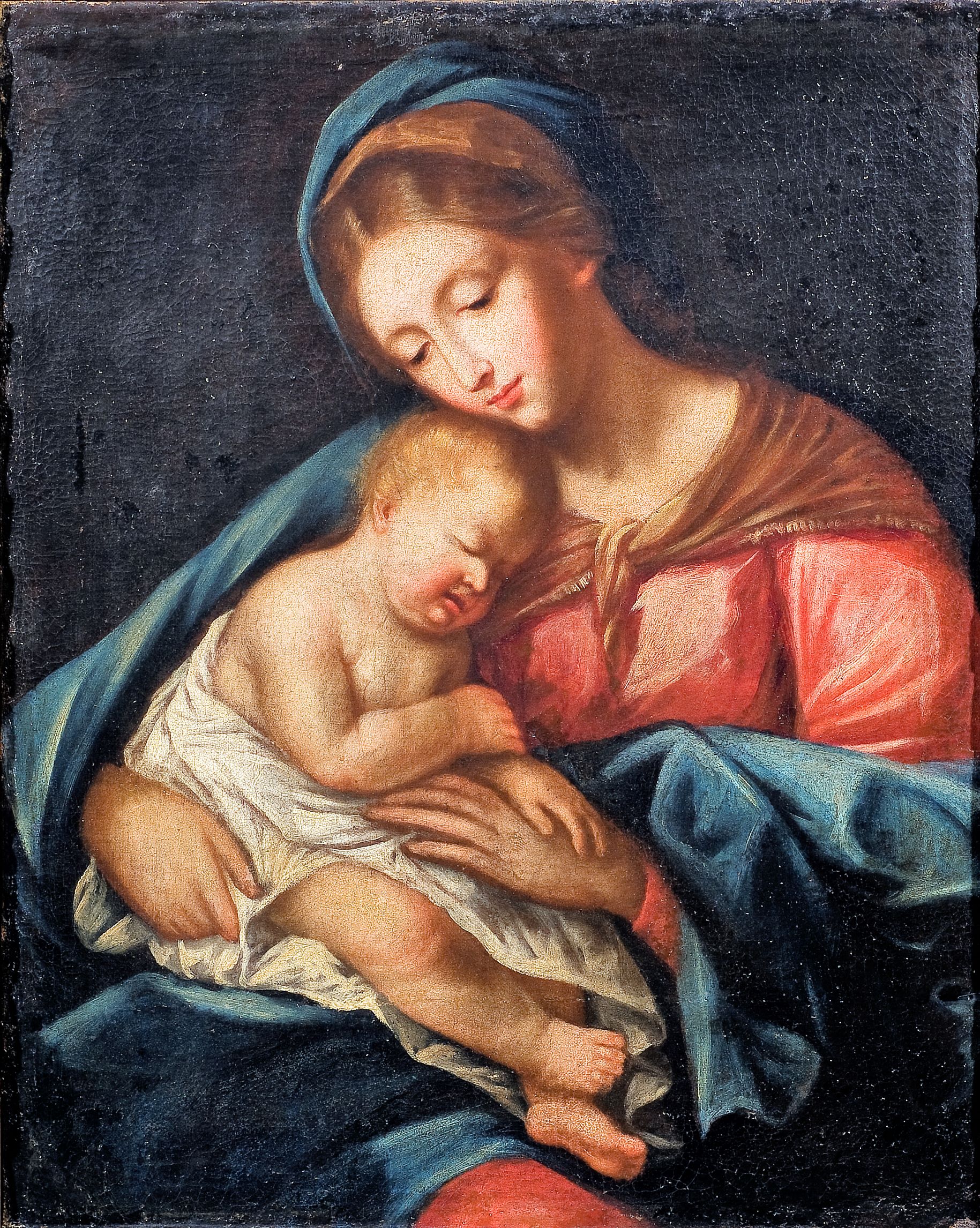 Madonna col Bambino dormiente (dipinto, opera isolata) di Reni Guido (attribuito) - ambito emiliano, ambito veneto (fine XVII)