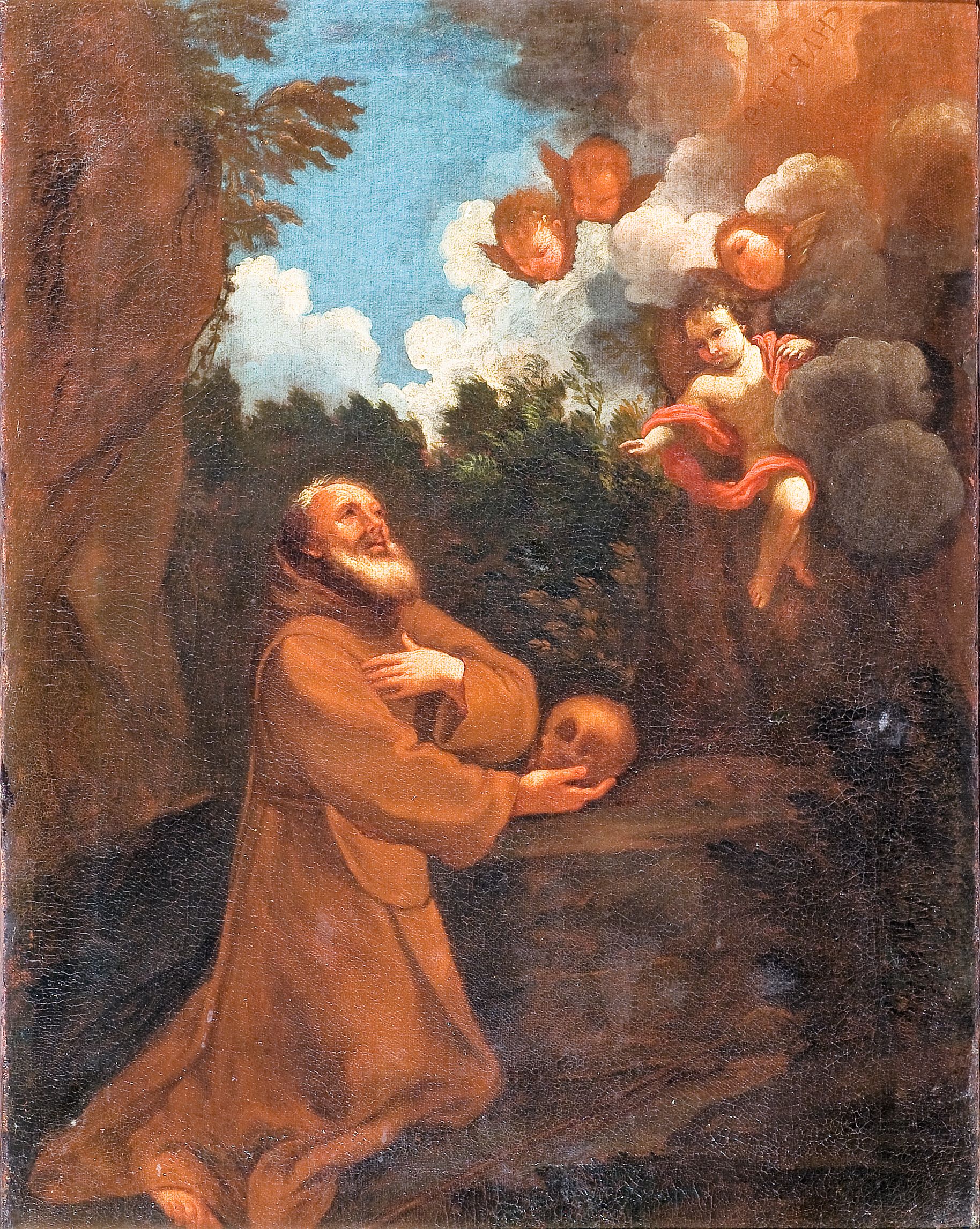 Santo cappuccino in meditazione (dipinto, opera isolata) di Mola Pier Francesco (maniera) - ambito romano (ultimo quarto XVII)
