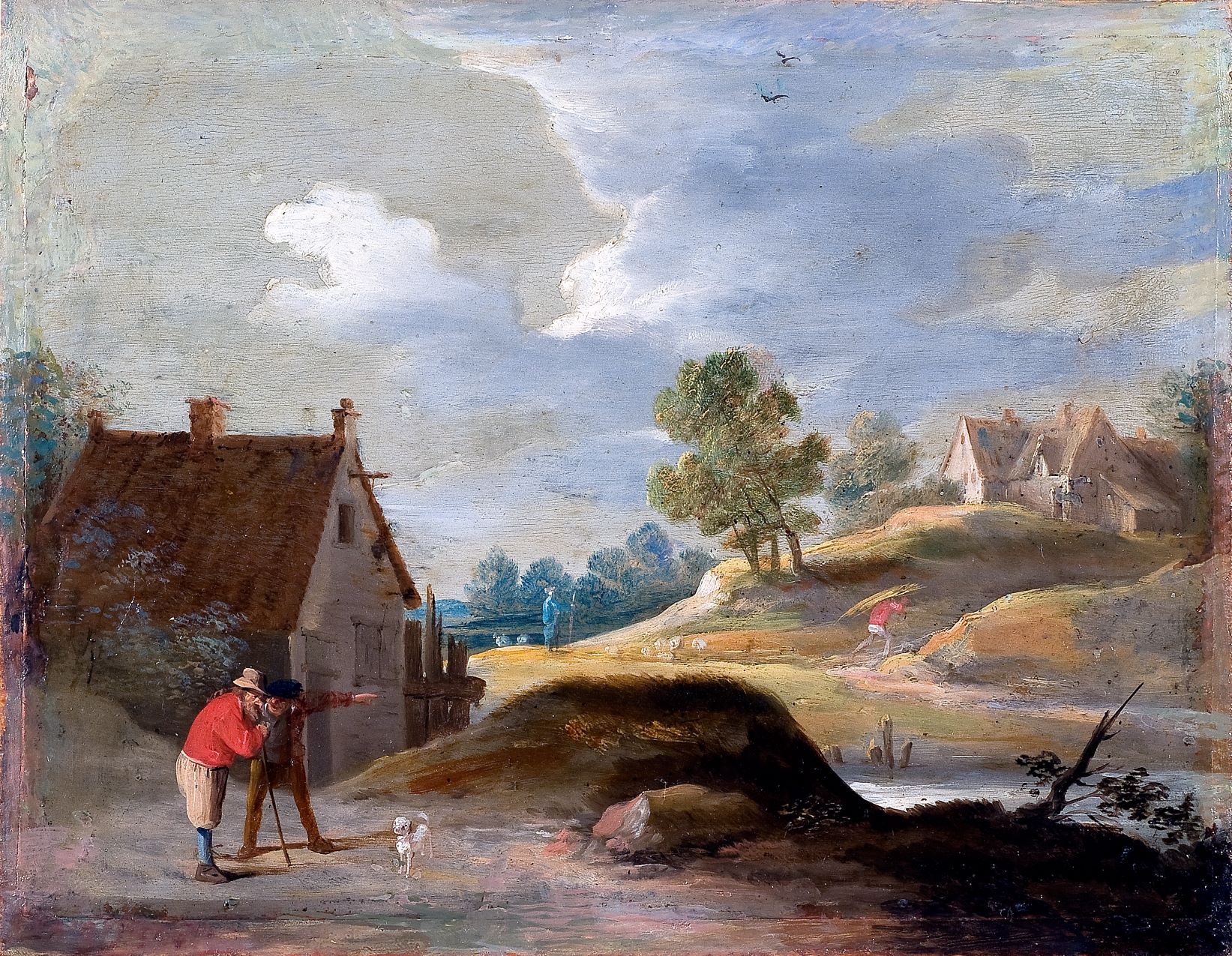 Paesaggio invernale con figure (dipinto, opera isolata) di Teniers David il Giovane (maniera) - ambito fiammingo (fine/ inizio XVII-XVIII)