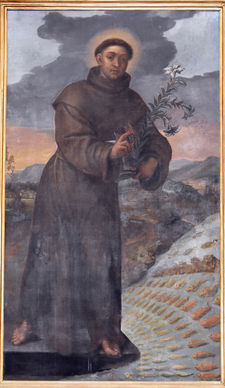 Sant'Antonio da Padova predica ai pesci (dipinto, elemento d'insieme) di Rem Gaspar (primo quarto XVII)