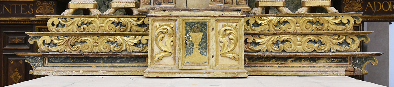 calice eucaristico (gradino d'altare, elemento d'insieme) - ambito umbro (prima metà XVIII)