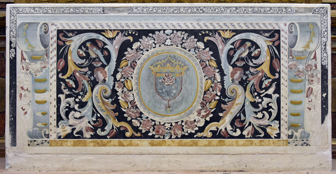 simboli mariani (paliotto - a pannello piano, elemento d'insieme) - bottega umbra (XVIII)