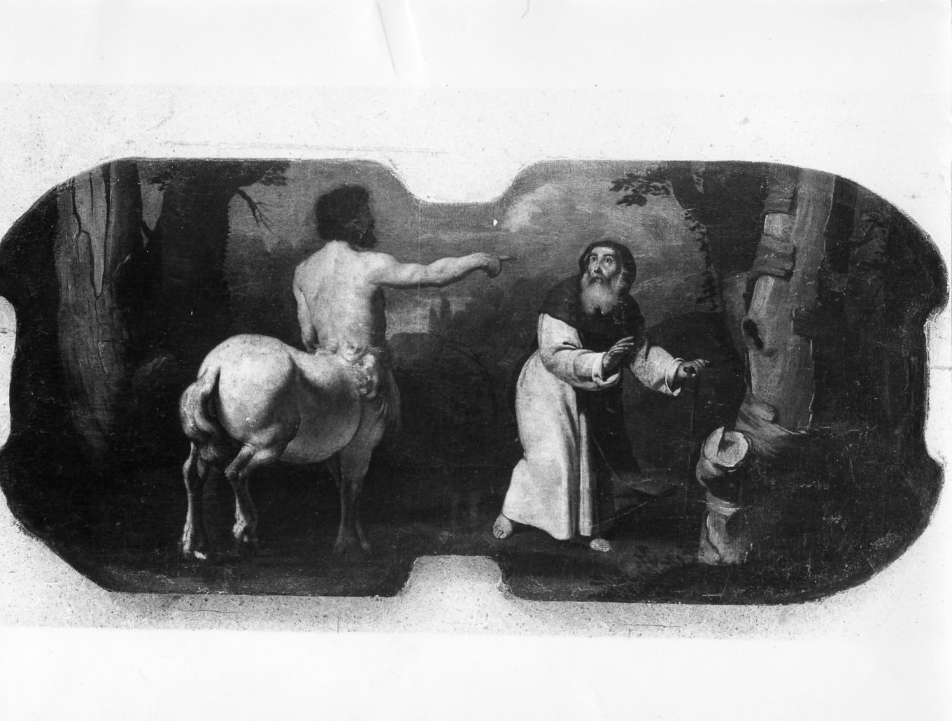 Sant'Antonio Abate incontra il centauro (dipinto, elemento d'insieme) di Guarino Francesco (attribuito) (secondo quarto sec. XVII)