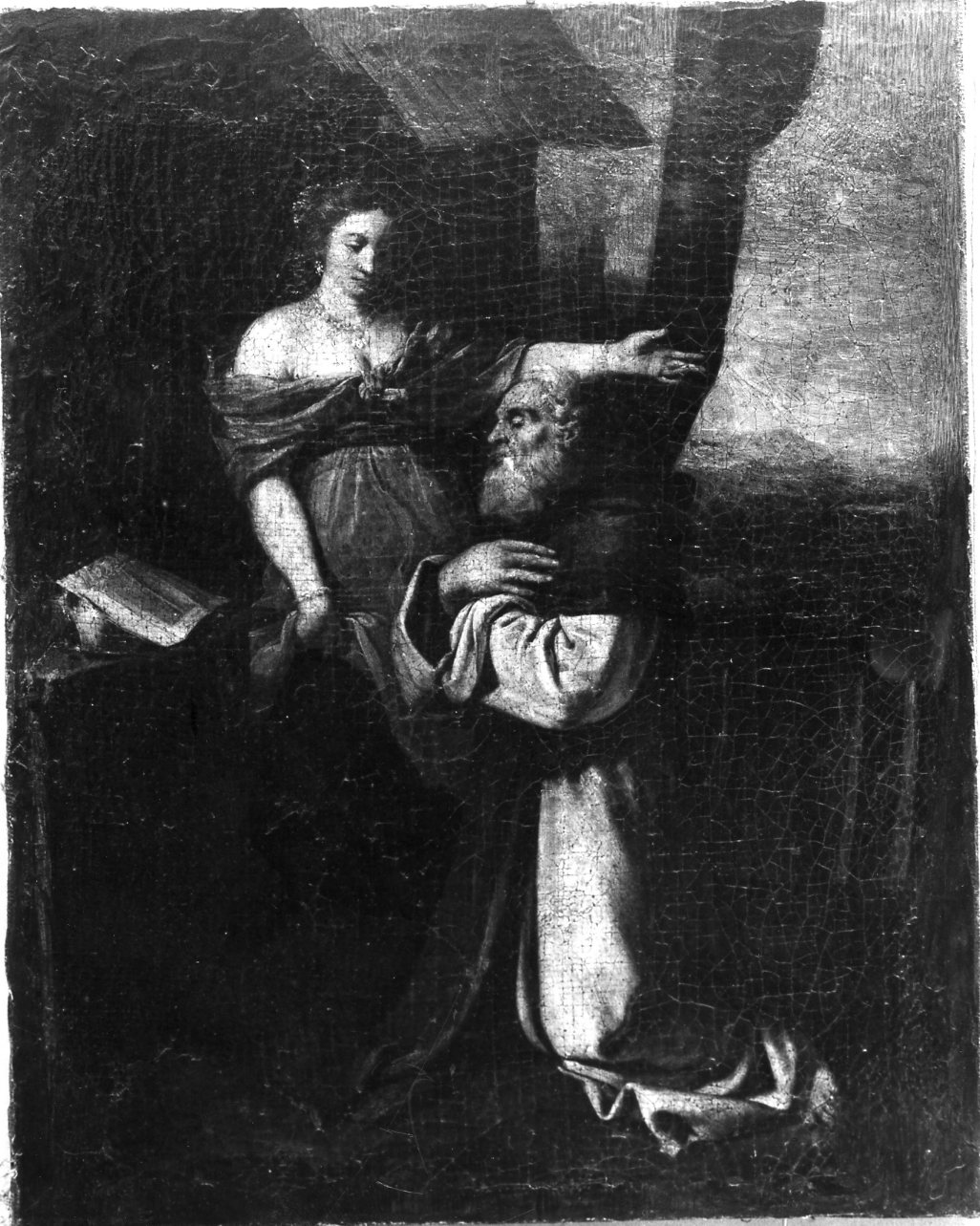 Sant'Antonio Abate tentato dal demonio nelle sembianze di una fanciulla (dipinto, elemento d'insieme) di Guarino Francesco (attribuito) (secondo quarto sec. XVII)