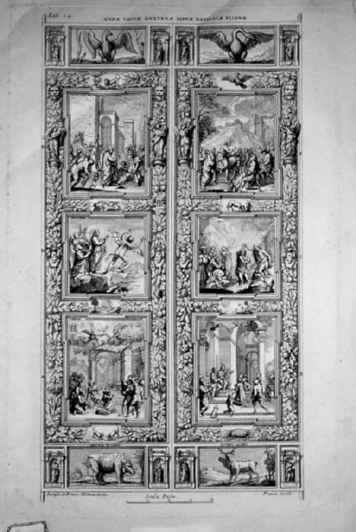 Porte del Duomo di Pisa: porta destra (stampa, elemento d'insieme) di Frezza Giovanni Gerolamo, Milani Giuseppe, Milani Francesco (sec. XVIII)