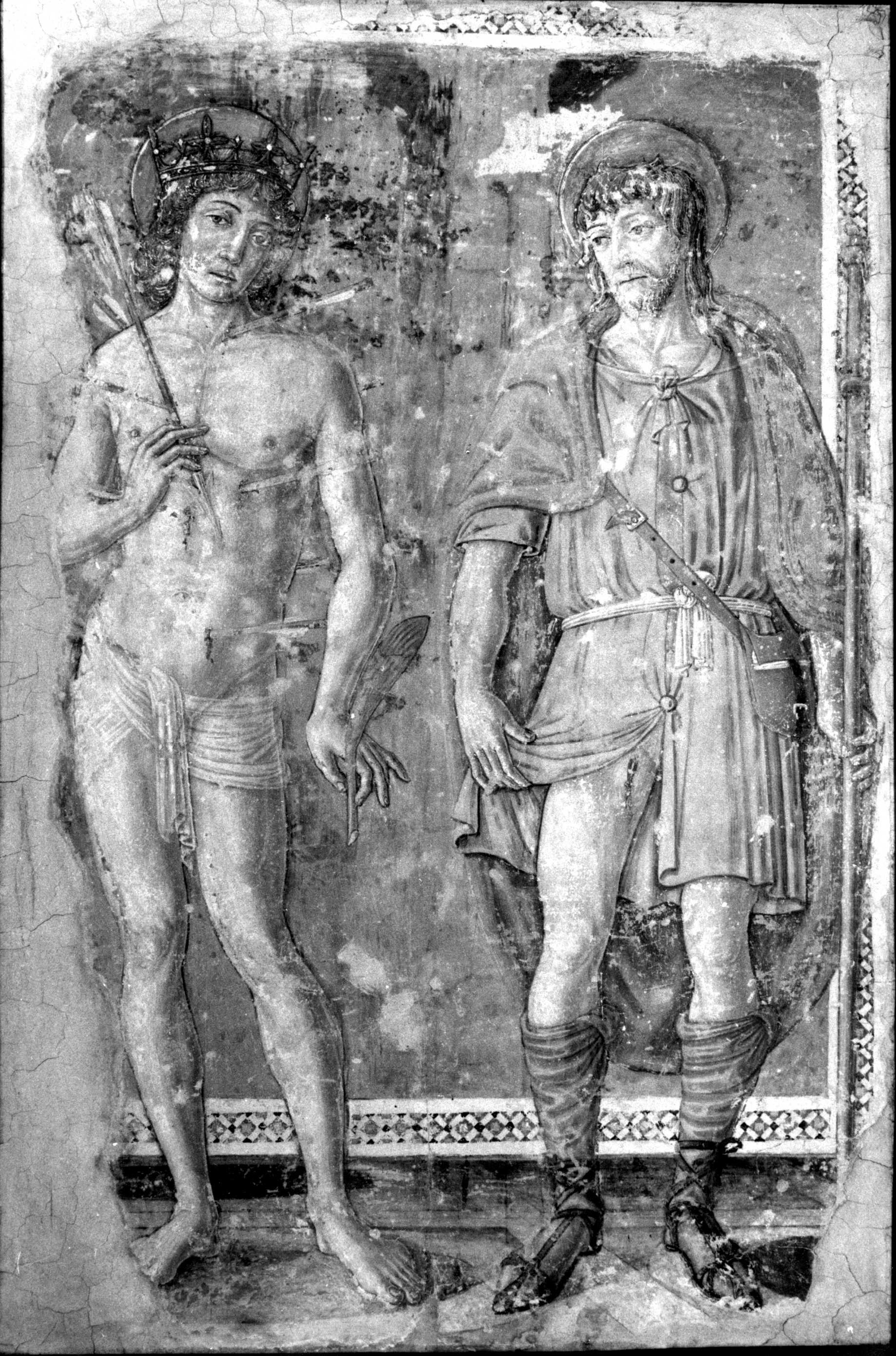 Santi Sebastiano e Rocco (dipinto - murale, opera isolata) di Cozzarelli Guidoccio (XV)