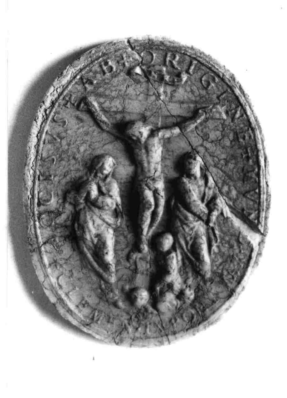 Cristo crocifisso con la Madonna, San Giovanni Evangelista e Santa Maria Maddalena (Agnus Dei) - bottega romana (XVII)